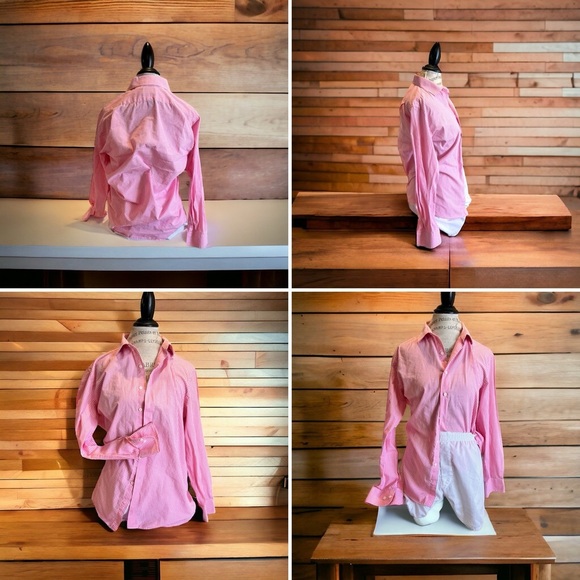 Pink gingham check button up cotton shirt. Gingham is super trendy summer wear - Picture 14 of 15